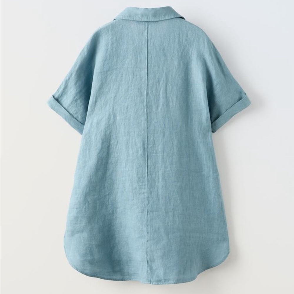 Zara linen dress girl blue 11/12Y - Picture 2 of 2